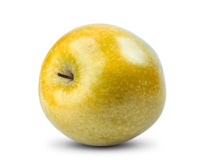 Isolated Yellow apple on white background. Fresh diet fruit with