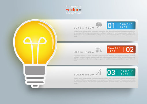 Bulb 3 Rectangles Banners Infographic