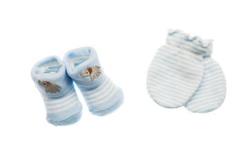 baby socks and gloves isolation on white