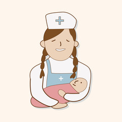 hospital theme nurse and baby elements vector,eps