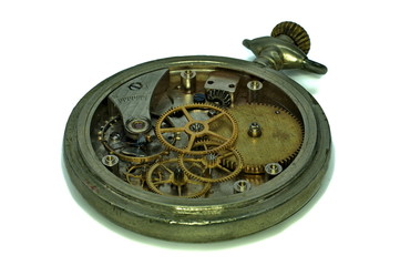 Old pocket watch mechanism