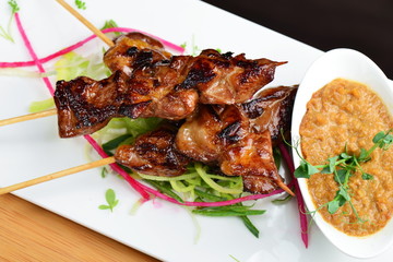 Delicious chicken satay on skewers. Yakitori