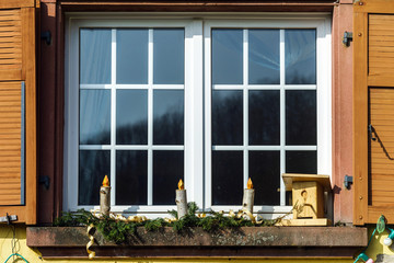 Homemade christmas candles making from birch wood