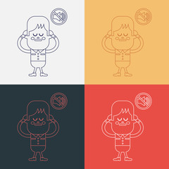 Character illustration design. Boy was prohibited to speak carto