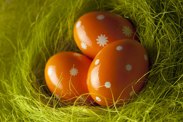 Three Easter eggs in the nest