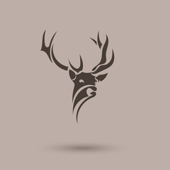 Vector stylized head of a deer. Abstract art logo