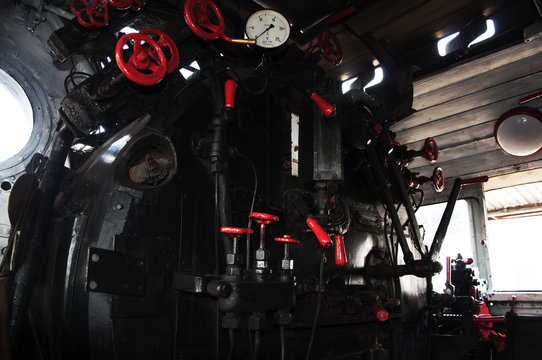 Old locomotive cabin