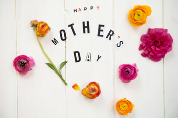 Happy Mothers Day Letters and Ranunculus