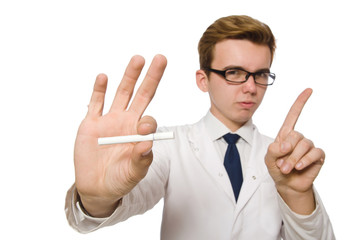 Funny doctor isolated on white