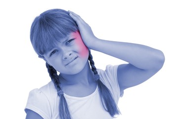 Fototapeta premium Little girl suffering from earache