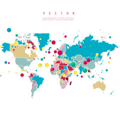 Fototapeta premium Vector Abstract Telecommunication Earth Map.