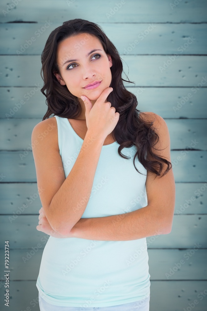 Poster Composite image of pretty brunette getting an idea