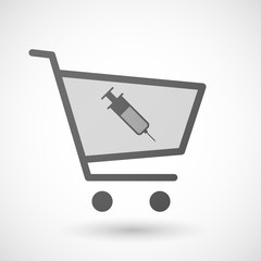 Shopping cart icon with a syringe