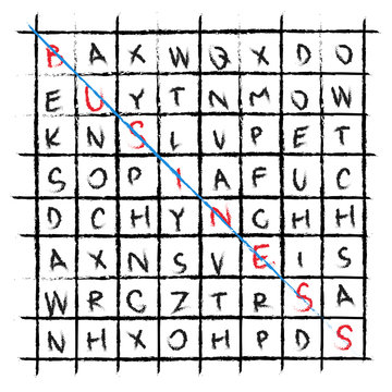 vector business drawing word find crossword