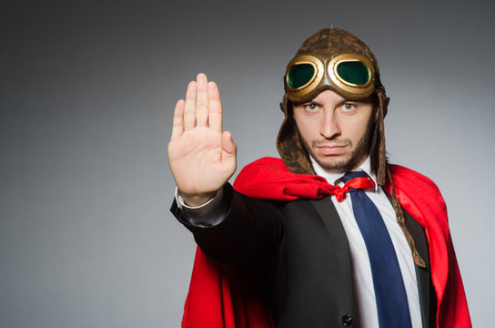 Man wearing red clothing in funny concept