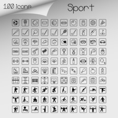 Collection of sports icons. Set of 100 pieces.
