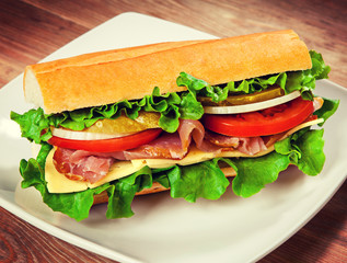 Tasty sandwich on the table