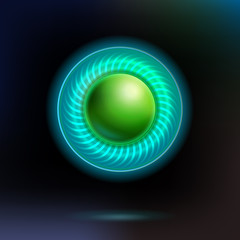 Lighting virtual technology button at dark background