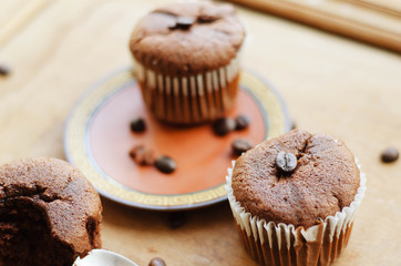 chocolate cupcakes with coffee beans