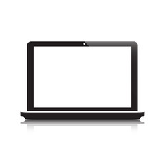 Laptop with reflection on white background vector illustration
