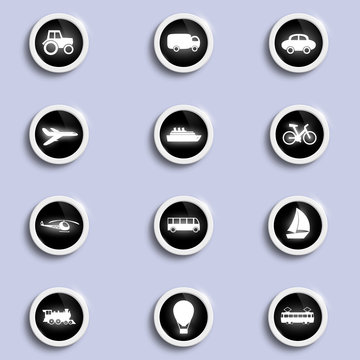 set of icons of transport