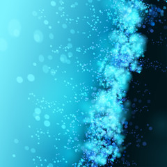 Lights on blue background bokeh effect.