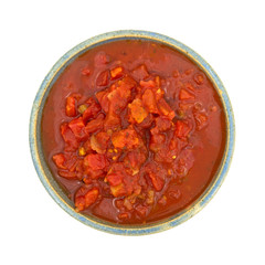 Diced tomatoes and jalapeno peppers in a bowl