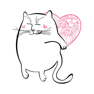 Funny cat with heart. Series of comic cats