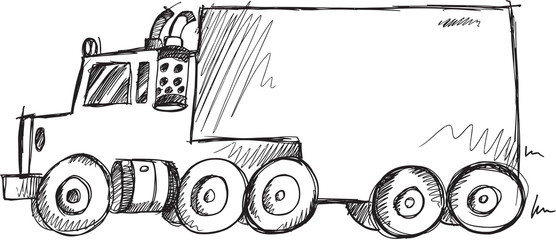 Doodle Sketch Big Truck Vector Illustration Art