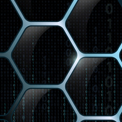 Background of the cells, and the binary code.