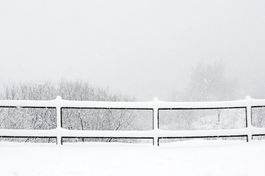 Fototapeta winter landscape with fence