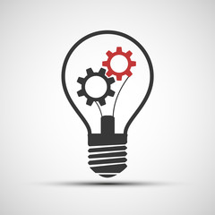 Vector icons light bulb with mechanical gears