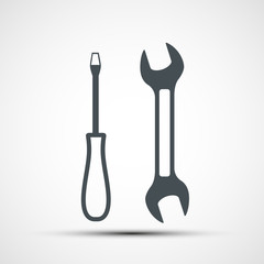 Vector icon of wrench and screwdriver