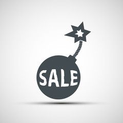 Vector icons of round bomb with the inscription sale
