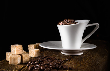 coffee cup and cane sugar