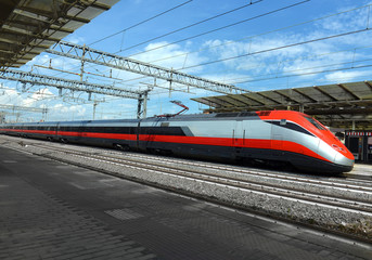 high-speed train at the railway station