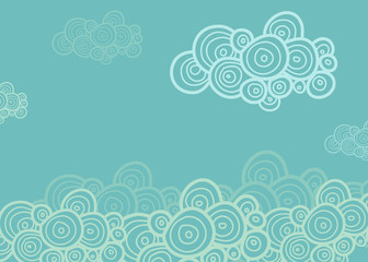 Fototapeta na wymiar Stylized spiral clouds on the blue background