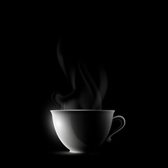 cup with a drink on a black background