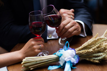 Celebration. People holding glasses of wine