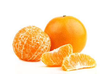 tangerine orange fruit on white background.