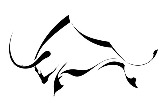 recommend clip art: Black silhouette in profile bull isolated on white background. L