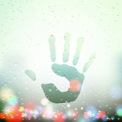handprint on Sweaty Window