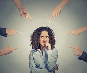 social accusation guilty business woman fingers pointing