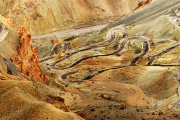 Zigzag road, Leh Srinagar Highway, Ladakh, Kashmir, India