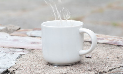 morning coffee with white glass.