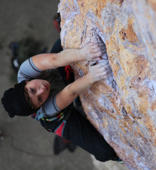 Hands of female climber holding the edge