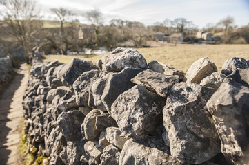 Dry stone wall in the english countryside