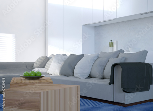 Wohnzimmer Eckcouch, komfortable eckcouch in einem hellen wohnzimmer" stock photo and, Design ideen