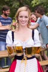 Pretty oktoberfest girl smiling at camera
