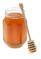 Honigglas mit Honiglöffel